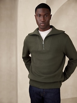 French Rib Half-Zip | Banana Republic