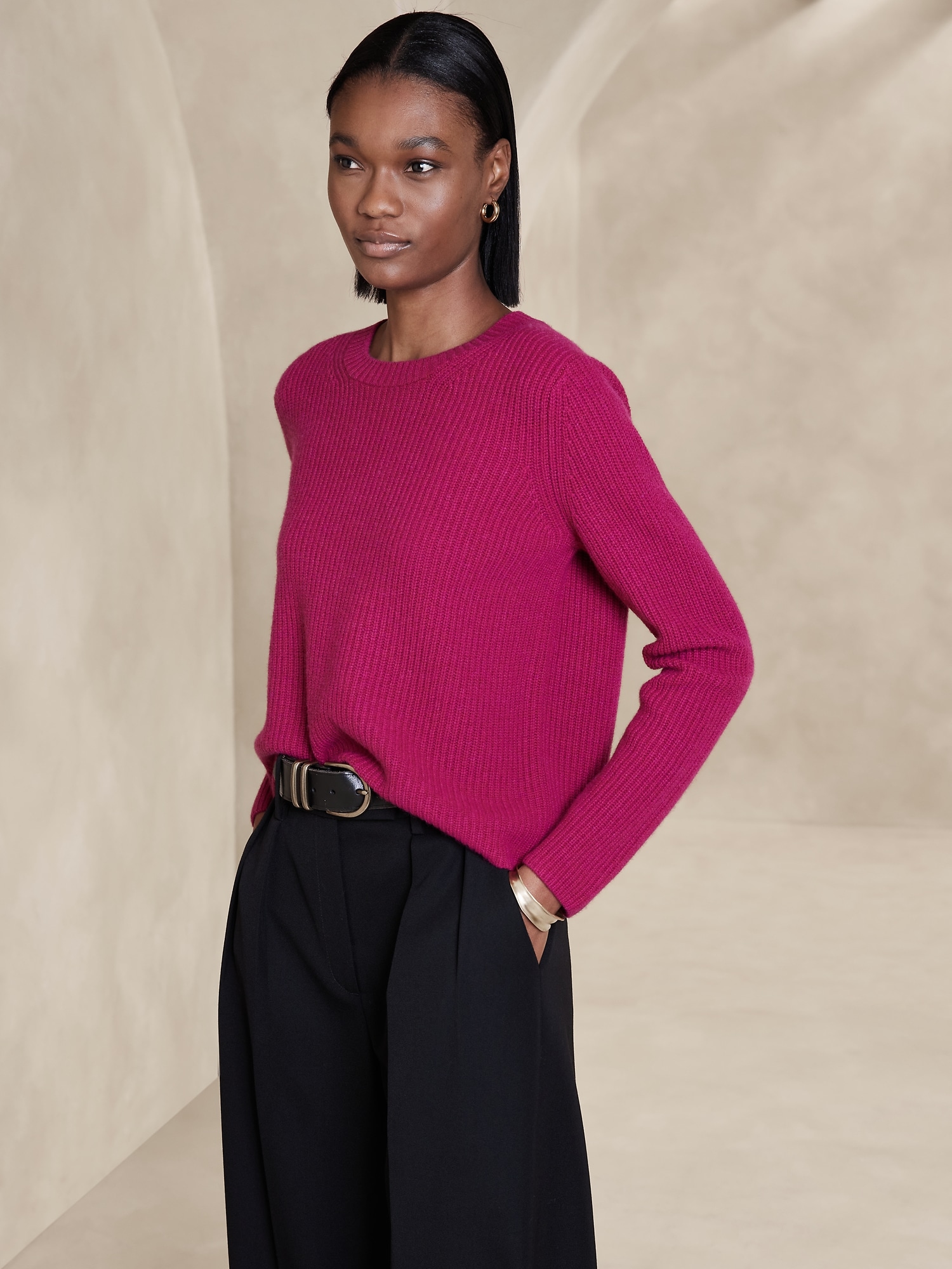 Lucia Cashmere Ribbed Sweater