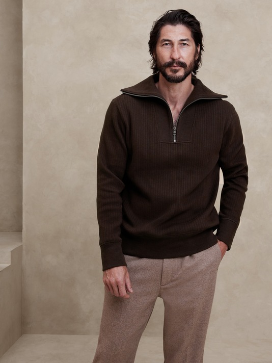 French Rib Half-Zip