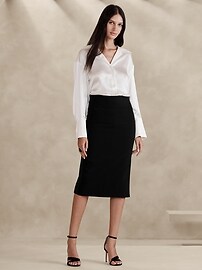 Navy crepe outlet pencil skirt