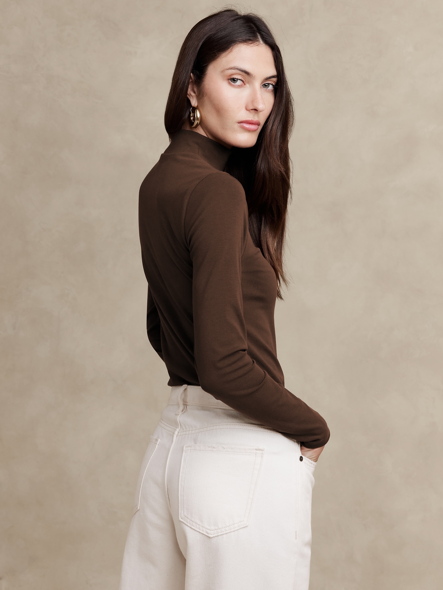 Refined Mock-Neck Top | Banana Republic