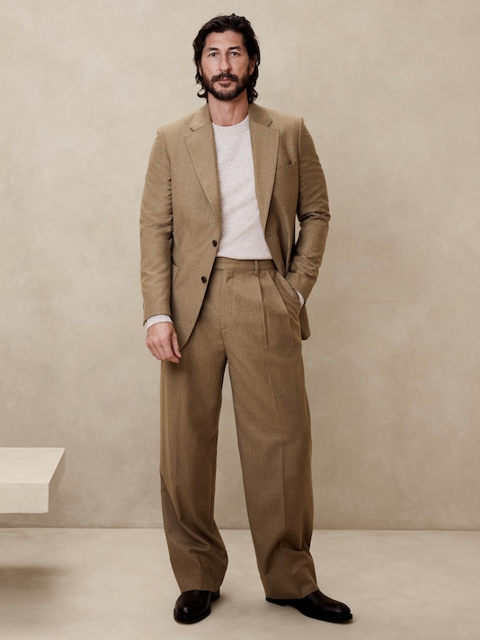Pantalon à jambe large en flanelle italienne exclusive
