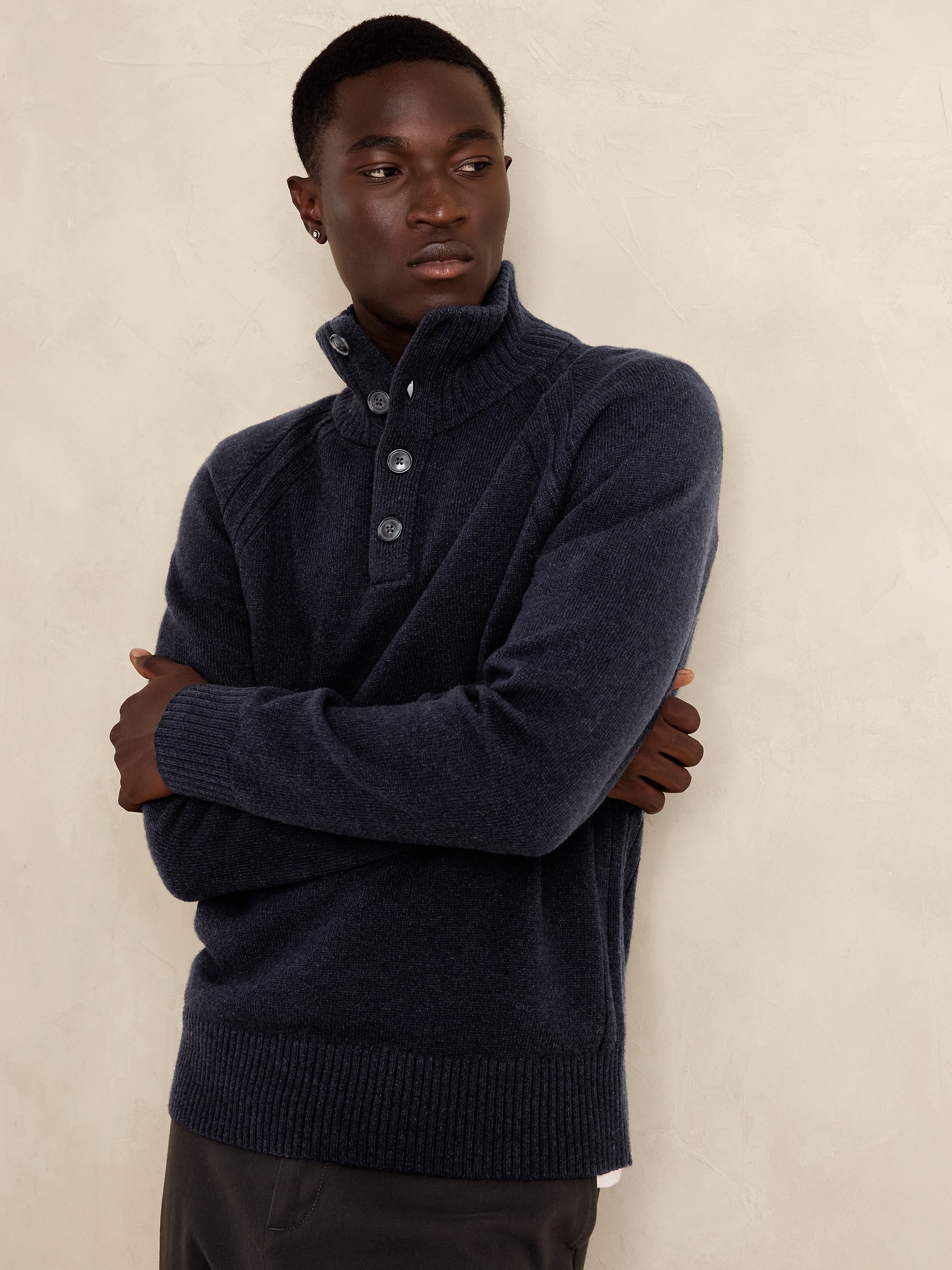 Button hotsell neck sweater