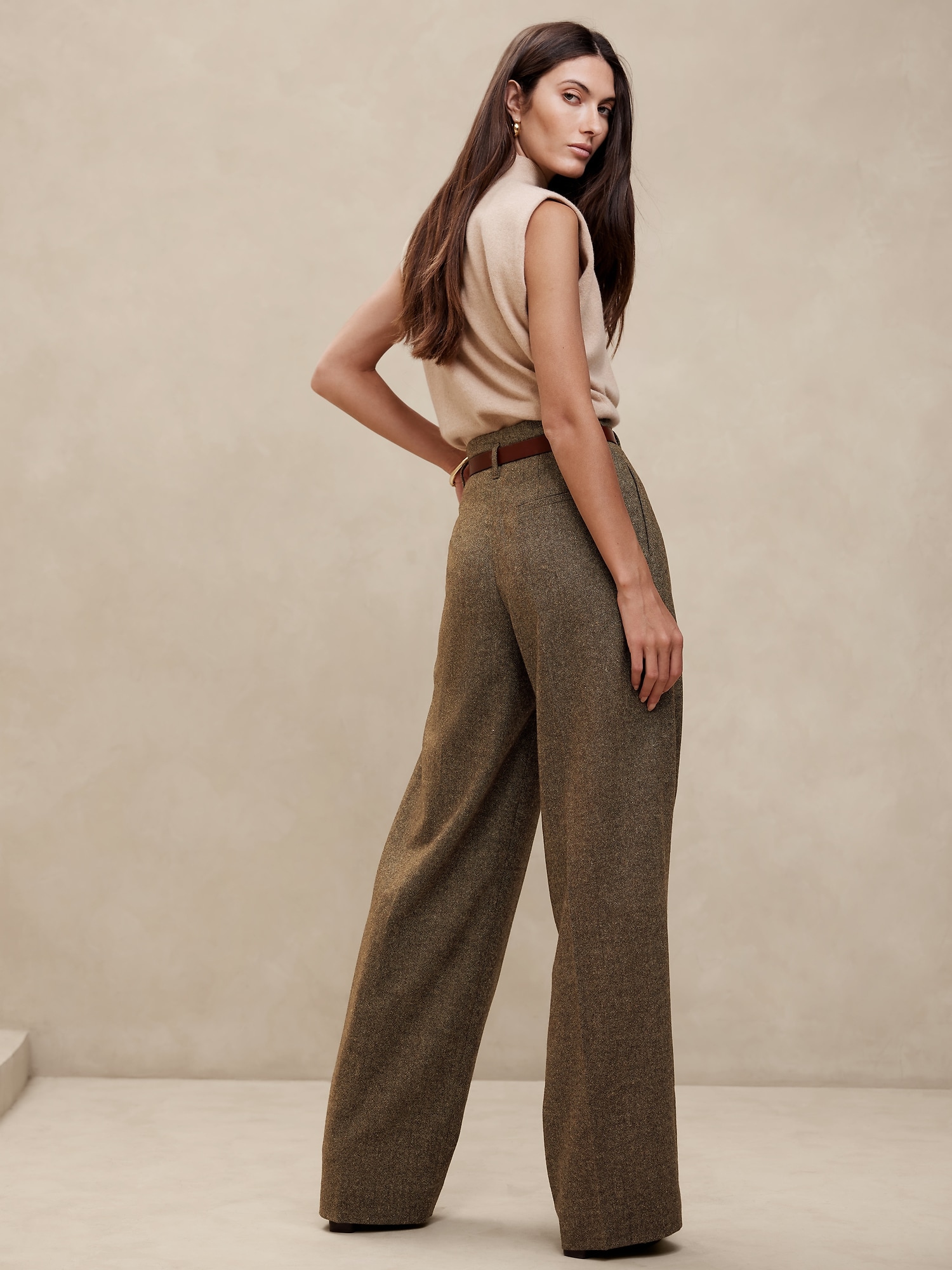 Brown straight leg pants sale