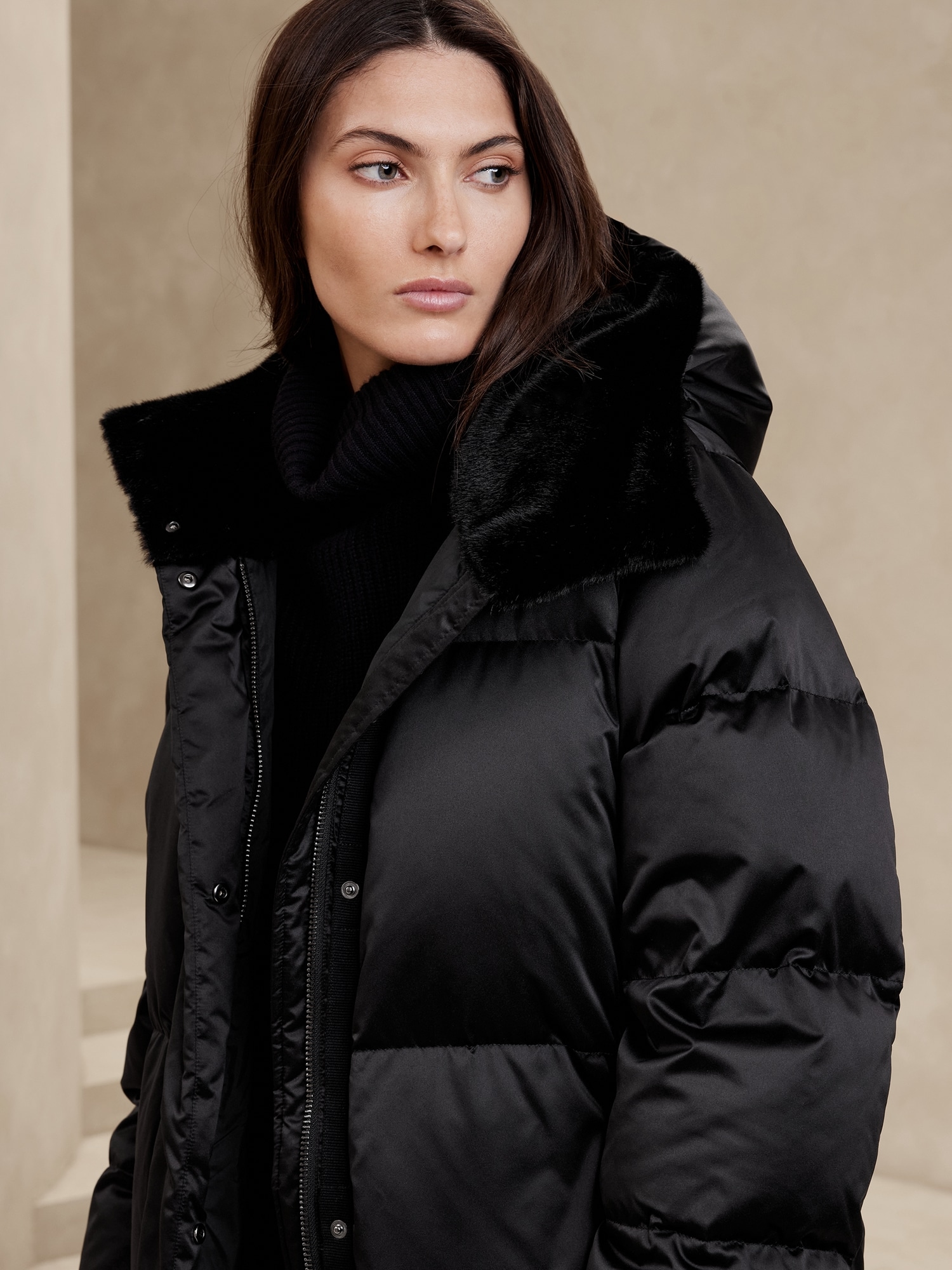 Black satin shop puffer jacket