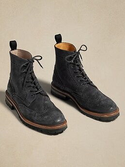 Navy sales brogue boots