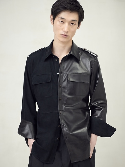 BR x Peter Do Leather Utility Shirt | Banana Republic