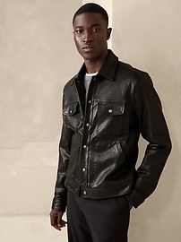 Leather Trucker Jacket | Banana Republic