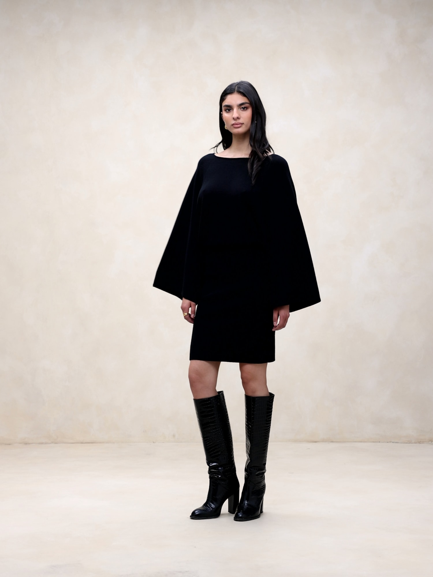 Ripe Maternity Valerie Knit Tunic Sweater Dress Black/Ecru
