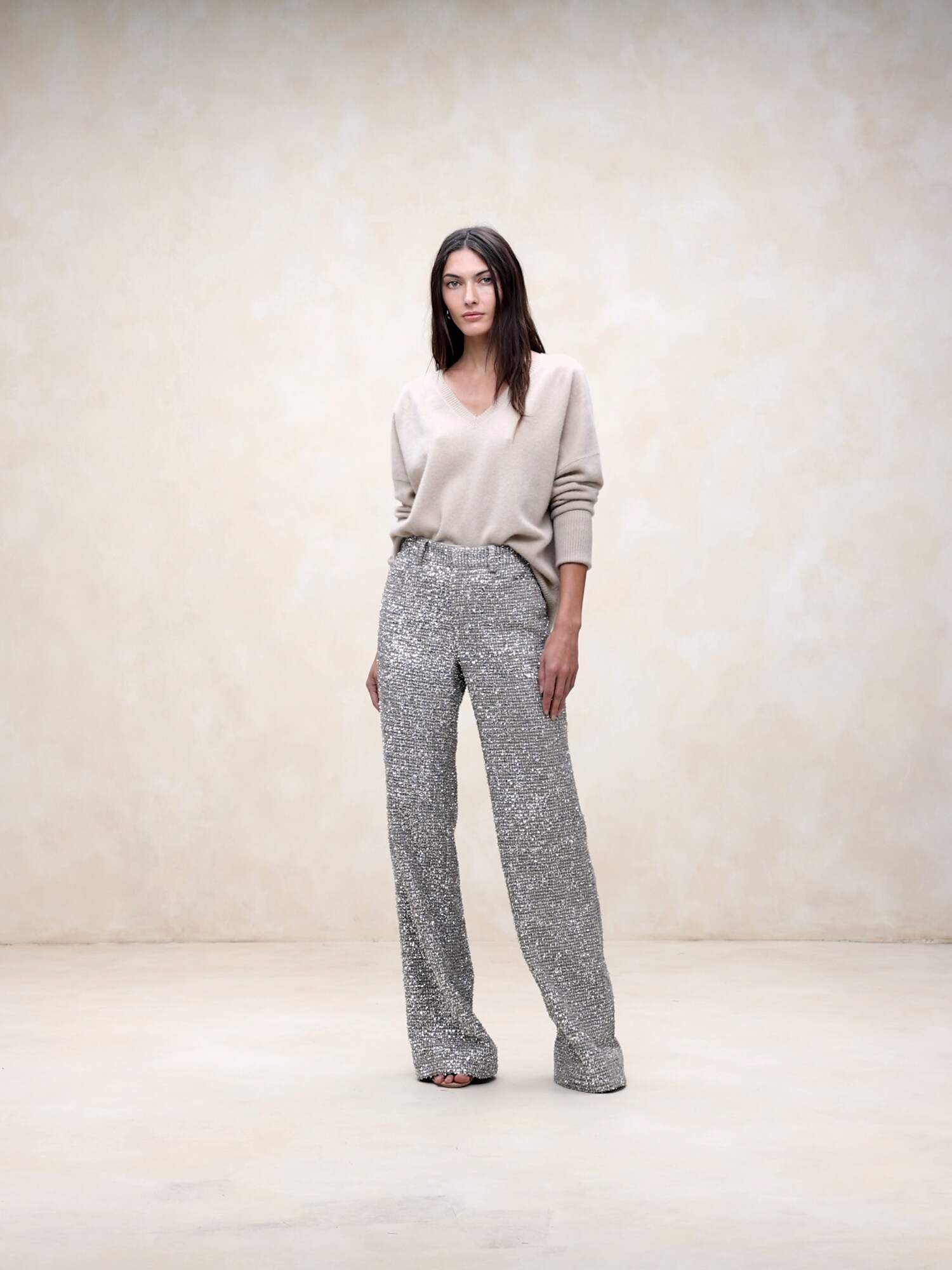 Coleta Tinsel Tweed Wide-Leg Pant | Banana Republic