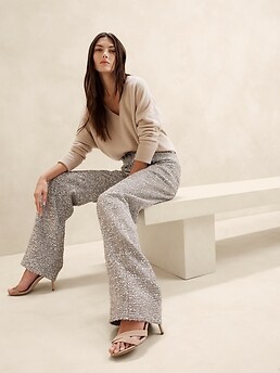 Coleta Tinsel Tweed Wide-Leg Pant | Banana Republic