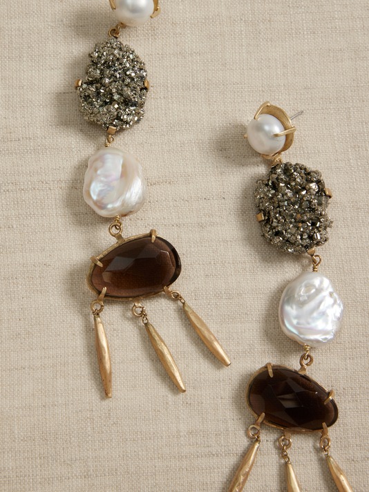 Alina Quartet Smokey Quartz Post Earrings | Aureus + Argent