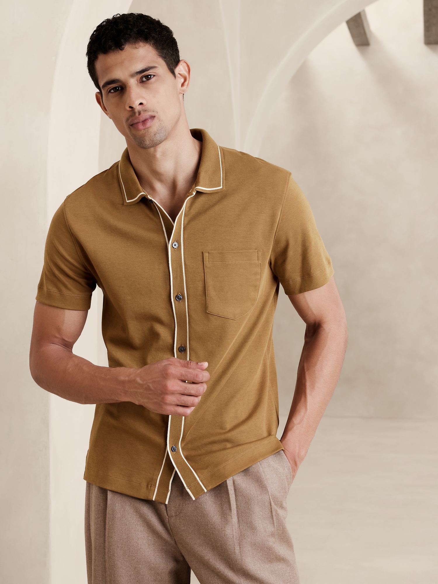 Luxe-Touch Button-Down Utility Shirt, Banana Republic