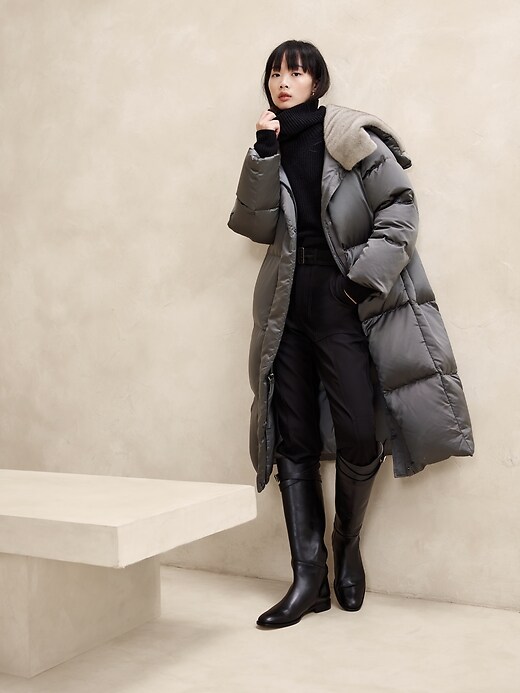Alps Long Satin Puffer Coat | Banana Republic
