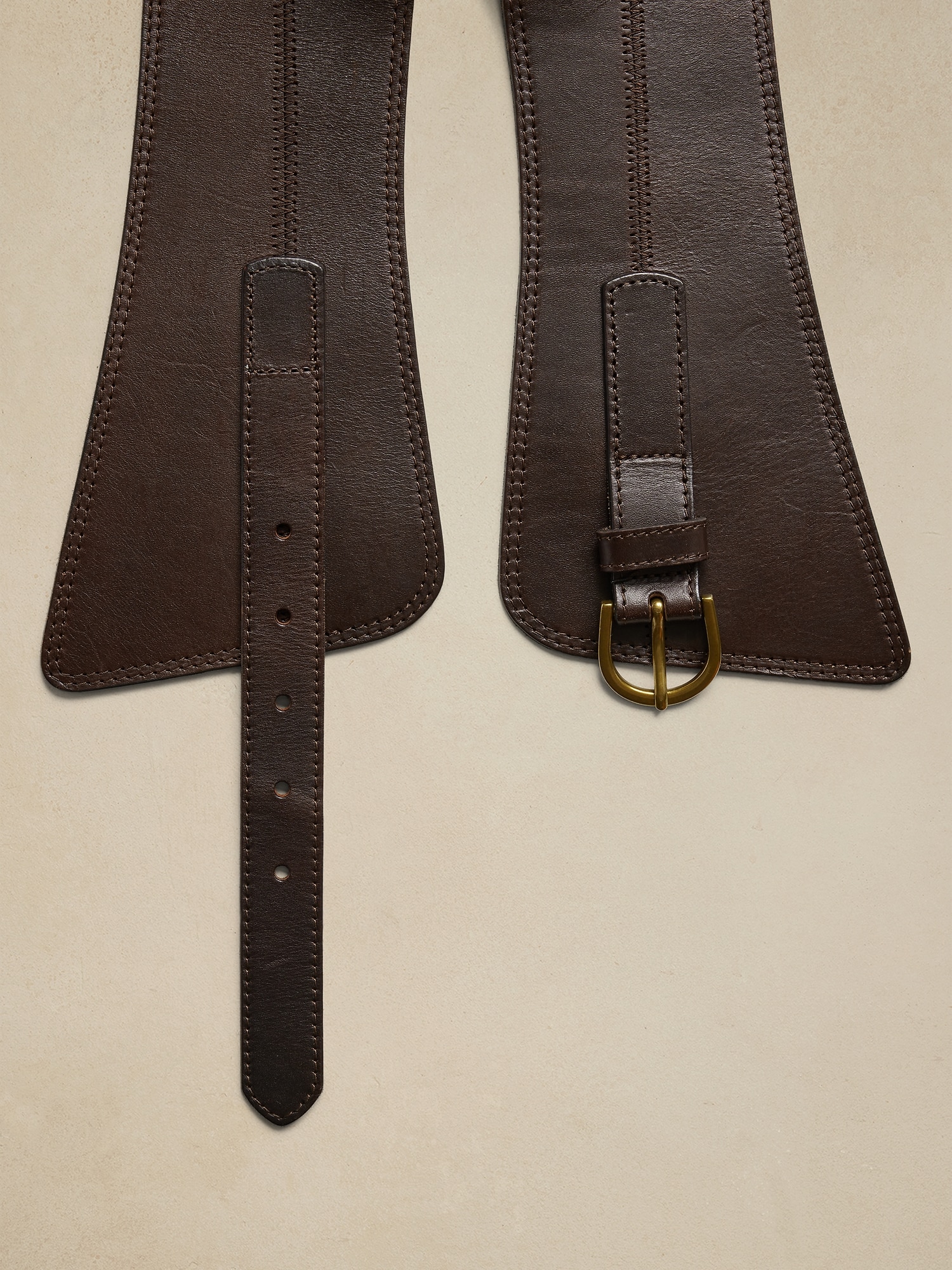  Gleamart Coffee Lace-up Corset Belt Elastic Leather