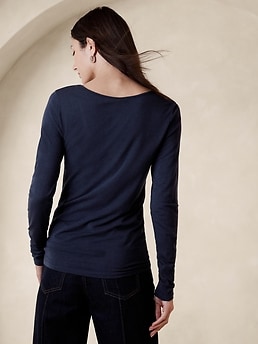 Sabel Wool-Blend Henley T-Shirt | Banana Republic