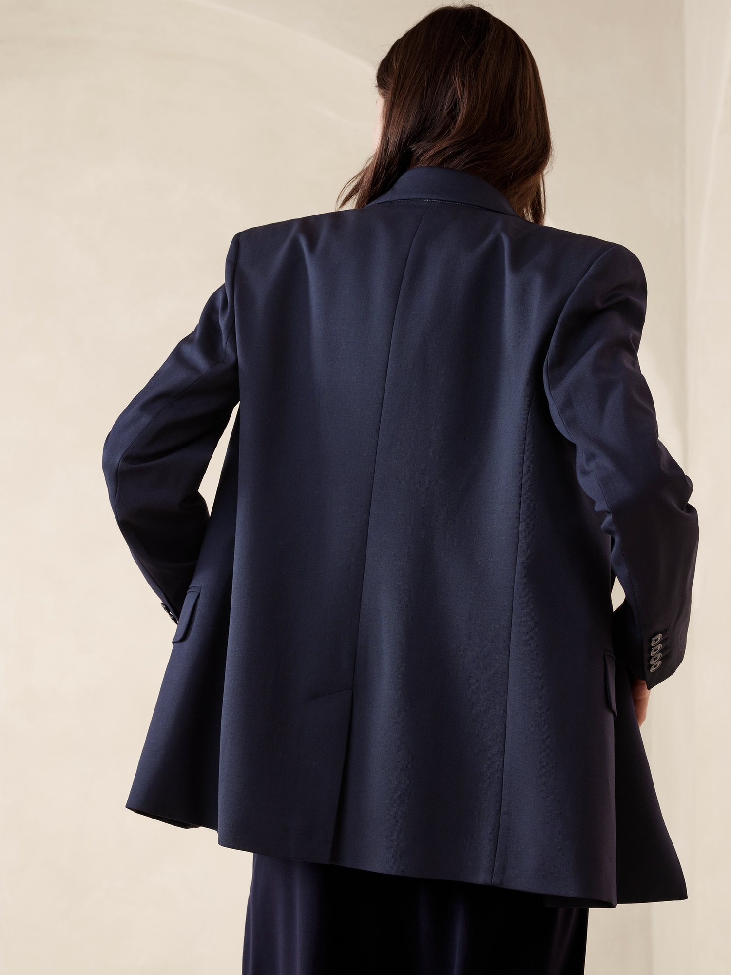 Navy blue outlet wool blazer