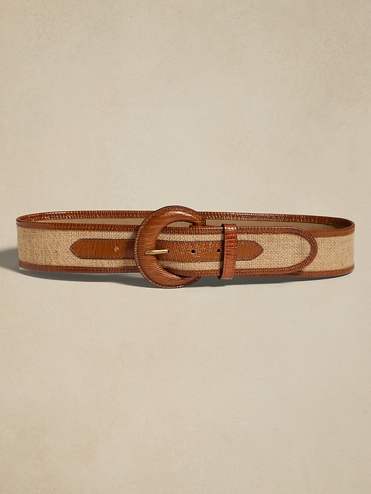 Banana Republic Riviera Linen wide waist raffia reptile leather belt L new Banana Republic Leather Size XS Belts for Women for sale | eBay main image 4