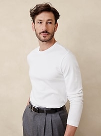 Banana Republic Men's Luxury-Touch Long-Sleeve T-Shirt Optic White Regular Size M