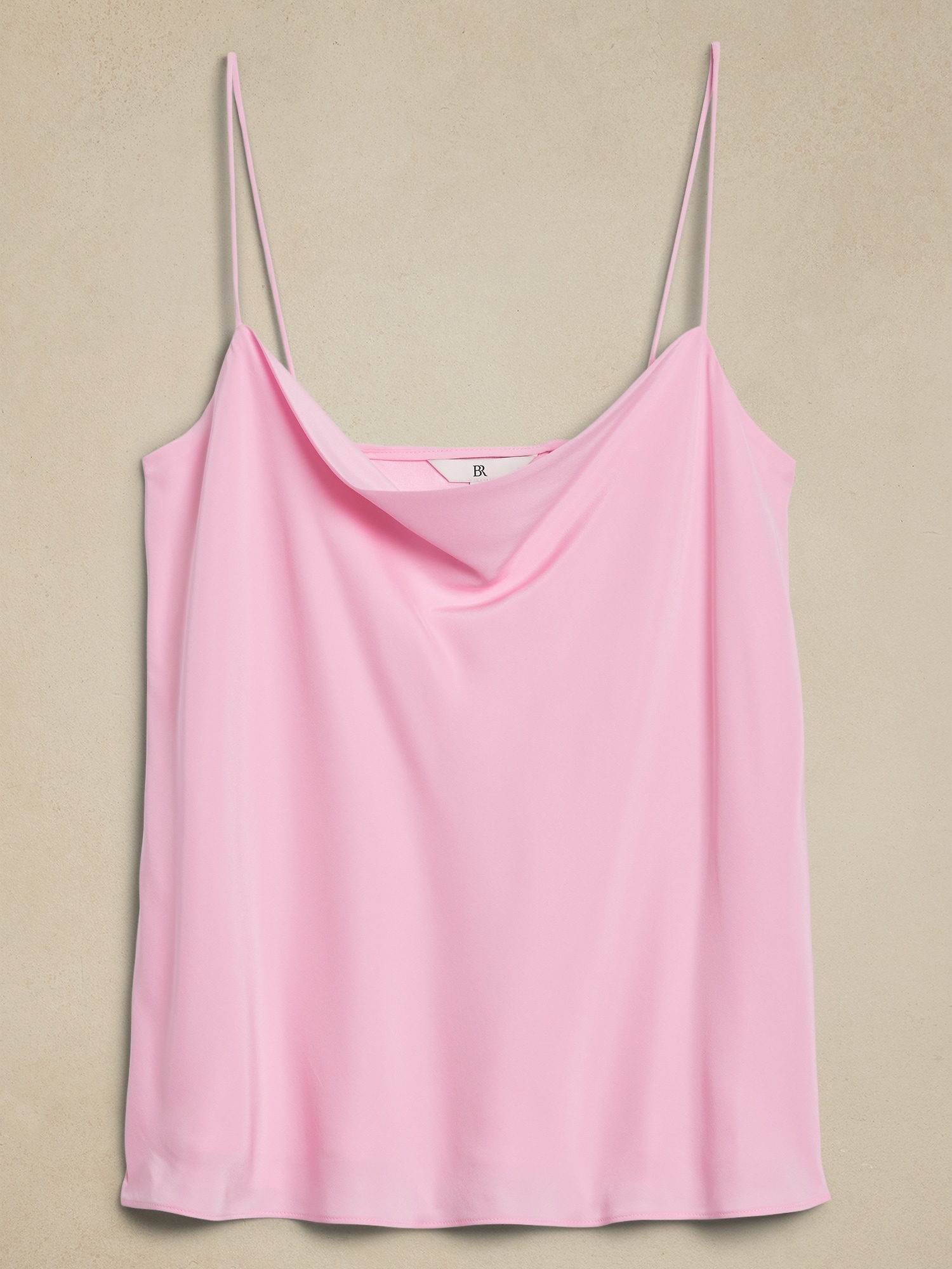 Light Pink Satin Thick Strap Cowl Neck Cami Top