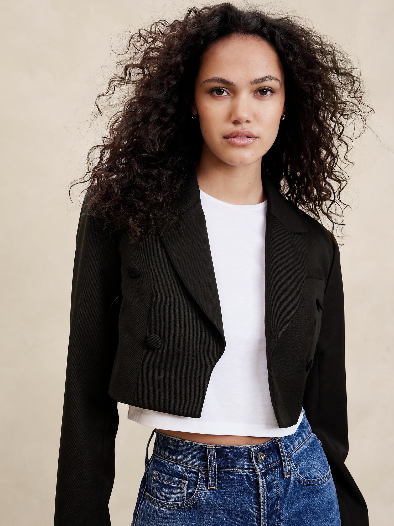 Cara Cropped Tuxedo Jacket