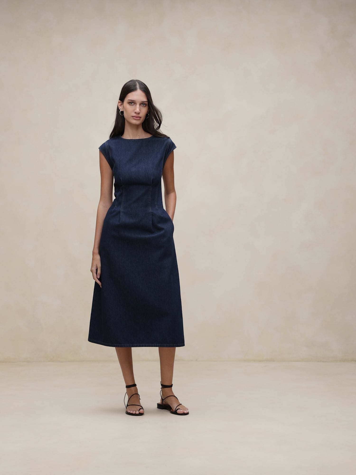 Lina Italian Denim Midi Dress