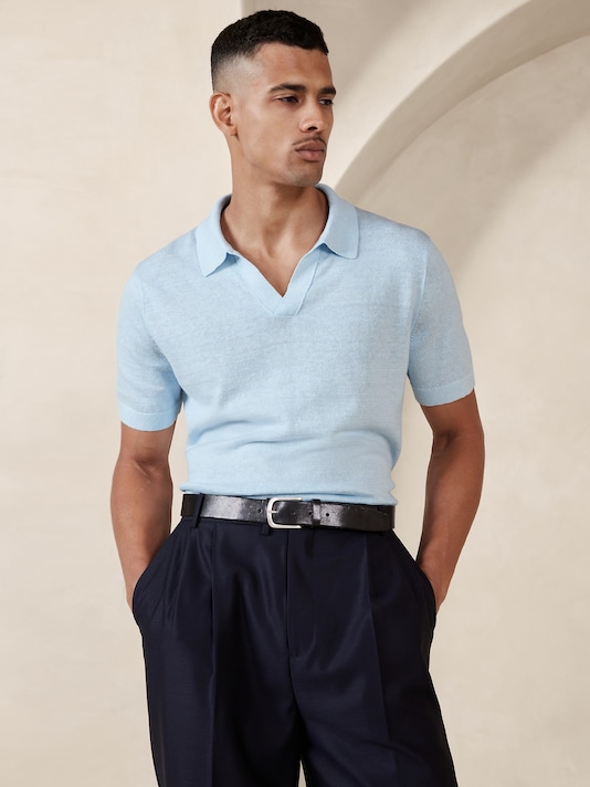 Giorgio Linen-Cotton Sweater Polo
