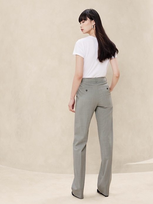 パンツ marka STRAIGHT FIT TROUSERS 2/48 wool Wool Tech Straight Leg Pant - Grey – Pink Tartan