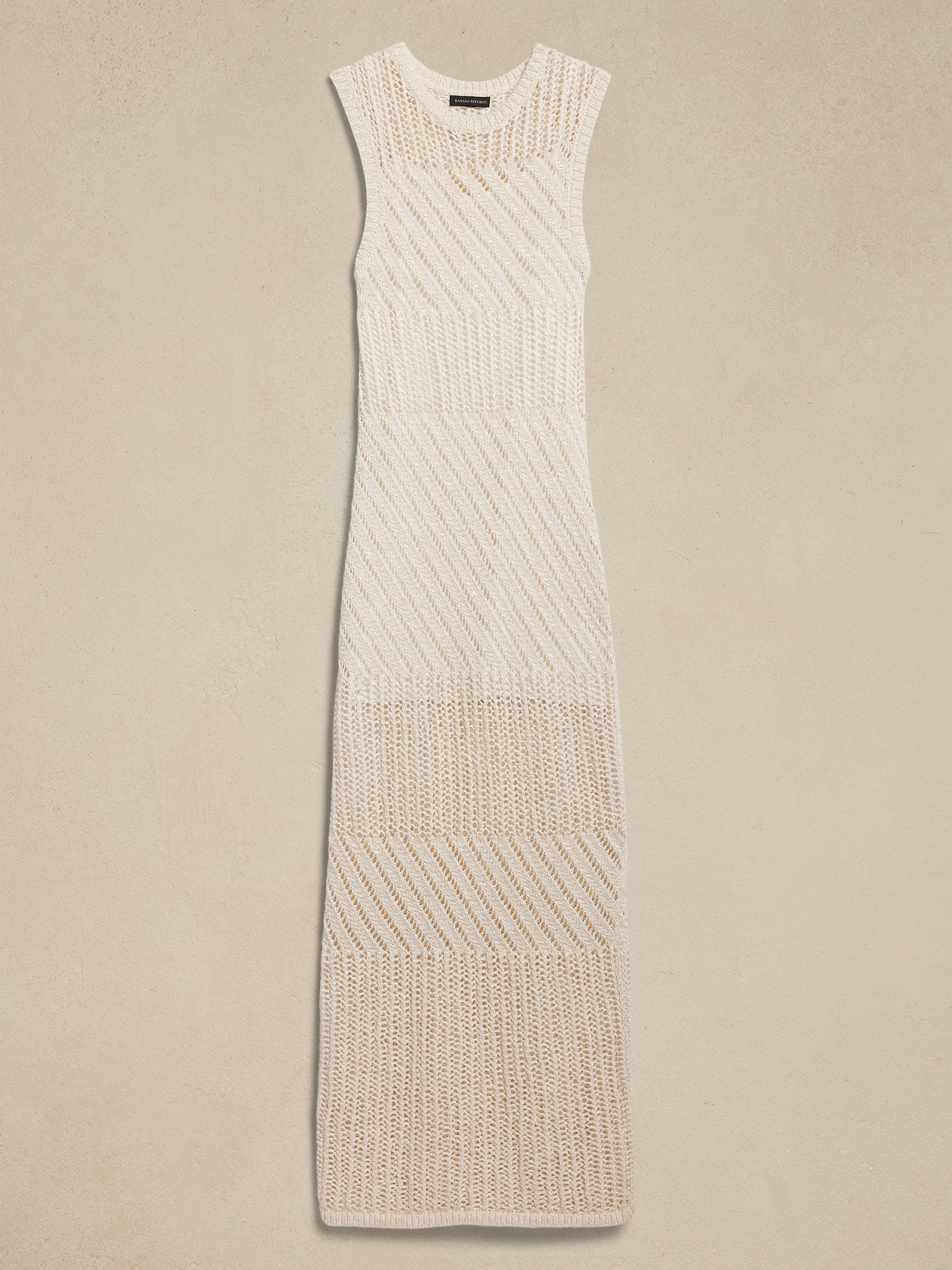 Robe longue en mélange de coton à mailles ajourées
