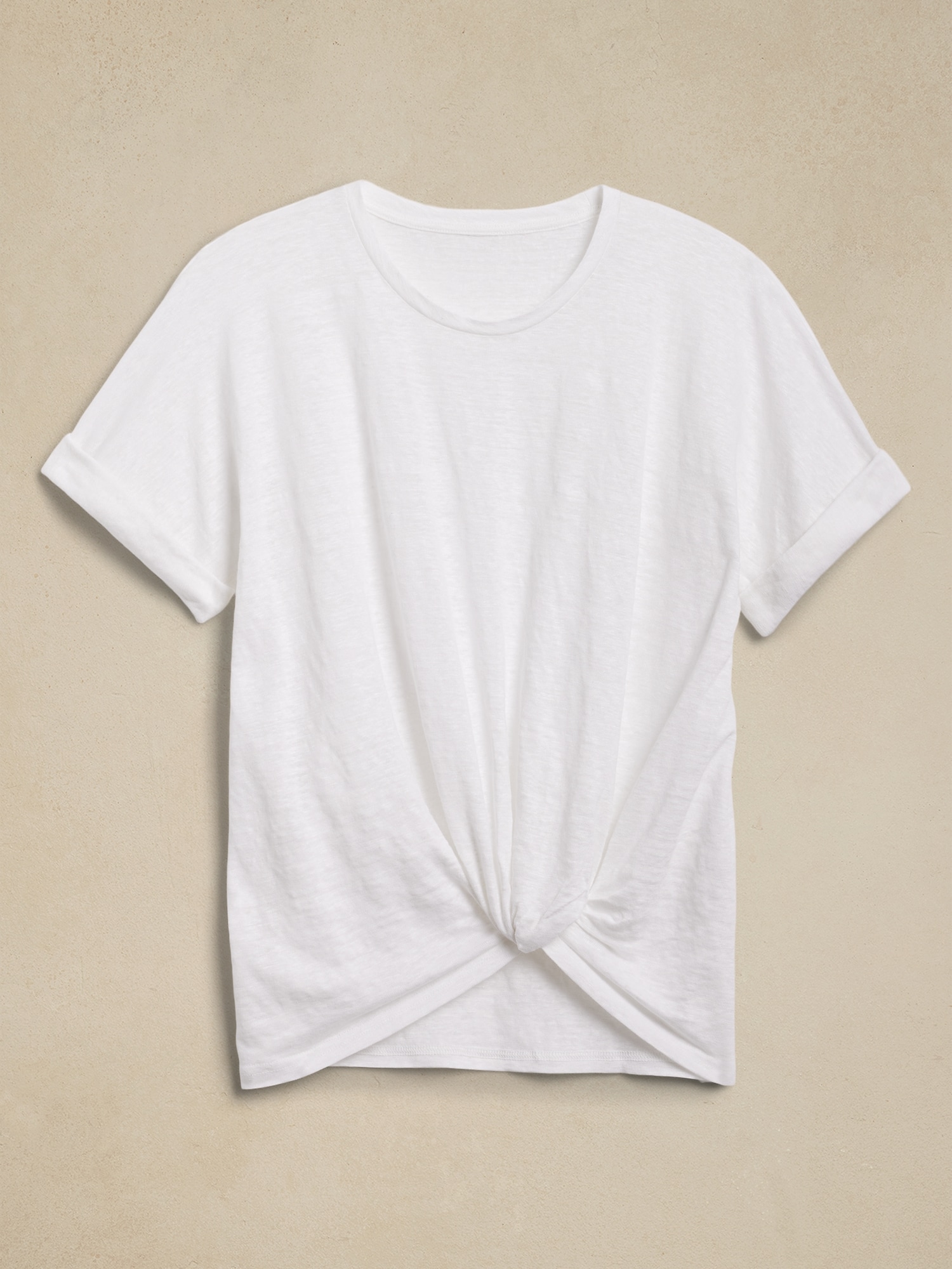 Linen Twisted-Hem T-Shirt