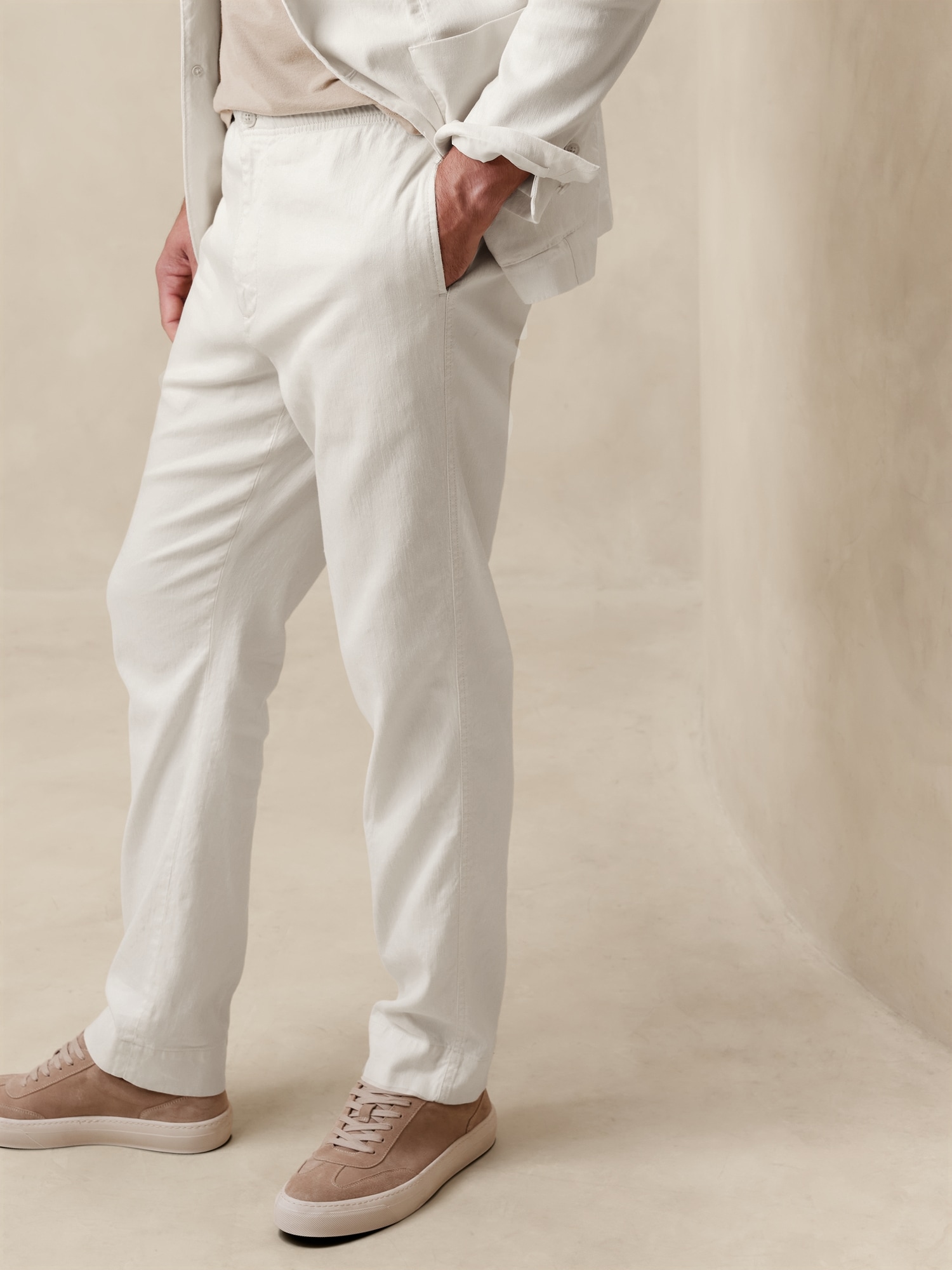 Linen-Cotton Pull-On Pants