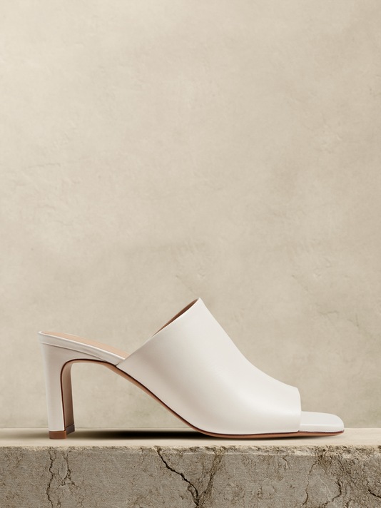 Lucca Leather Square-Toe Mule