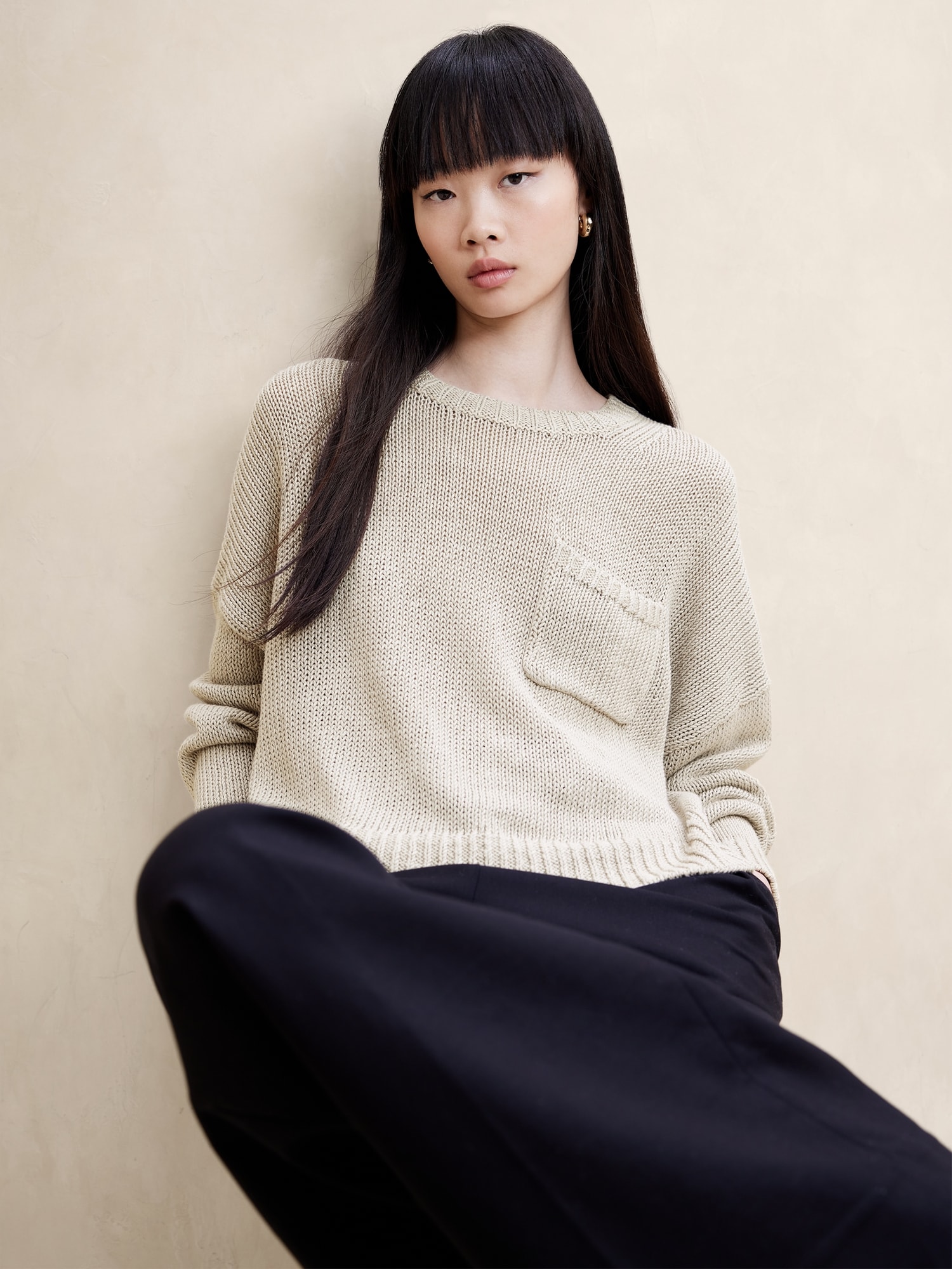 Linen-Cotton Boxy Sweater