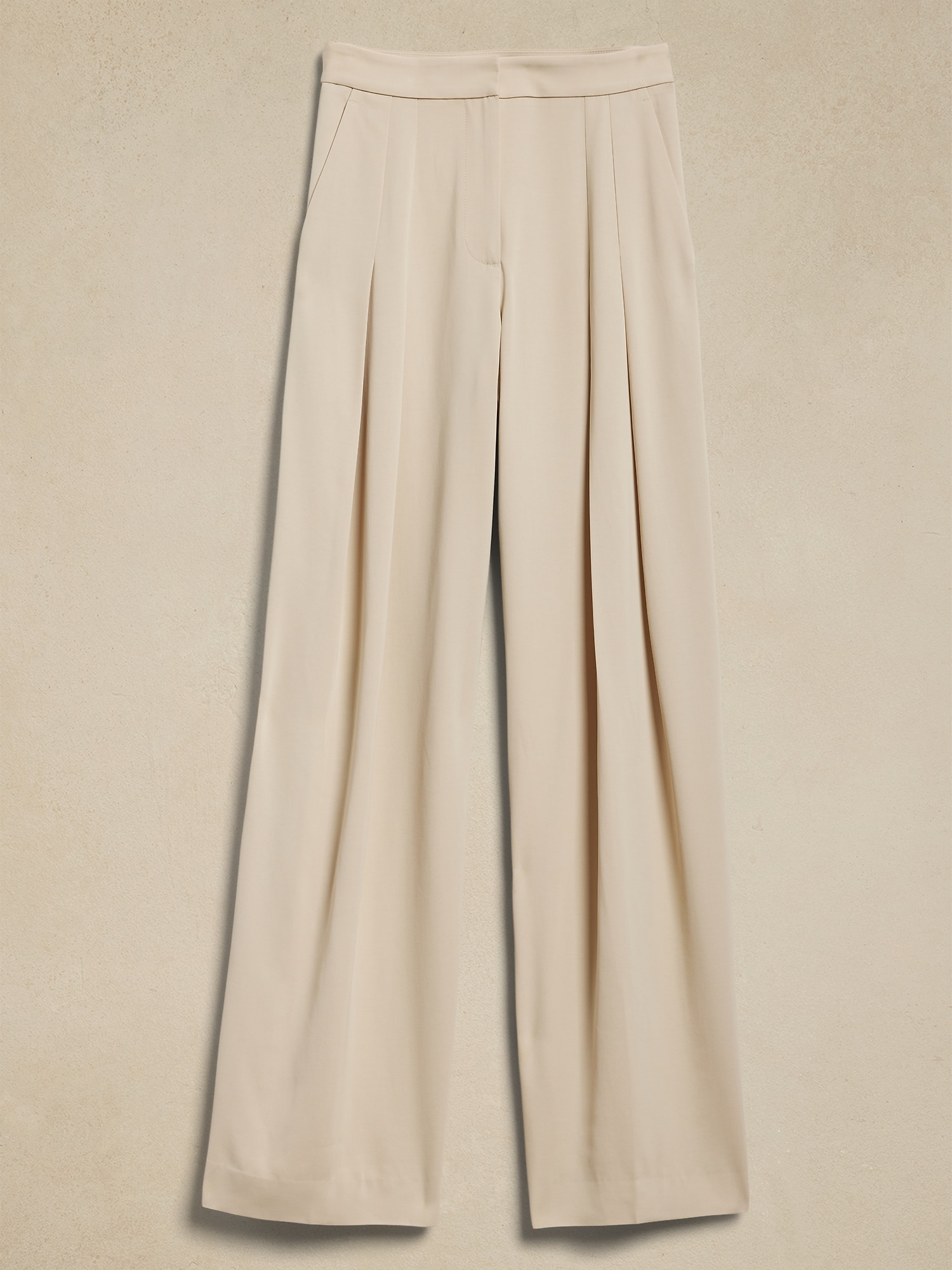 High-Rise Pleated Viscose Twill Pant