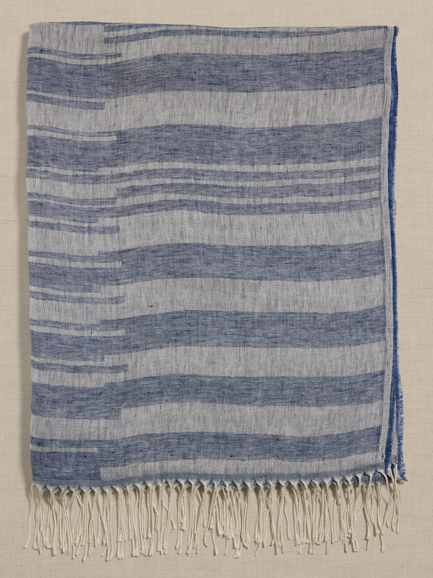 Striped Silk-Linen Scarf