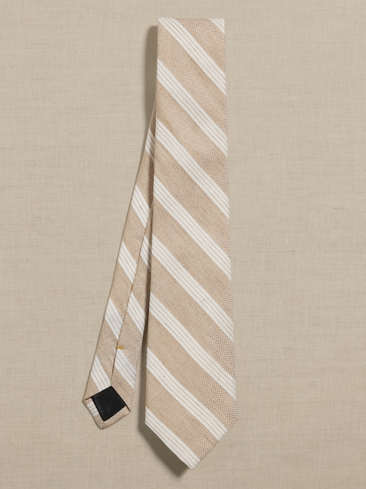 Italian Linen-Silk Stripe Tie