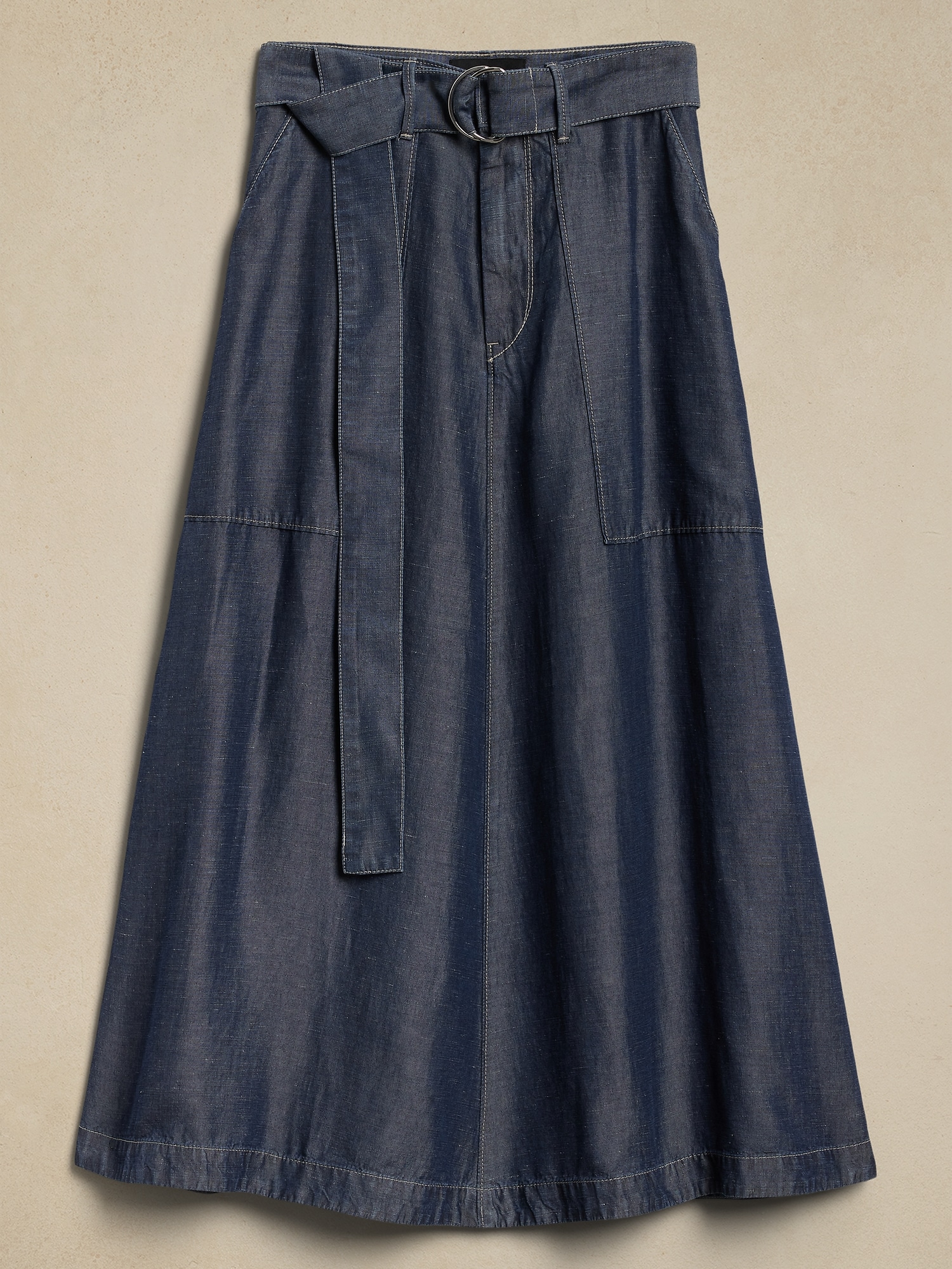 Jupe longue en chambray, lin et TENCEL™