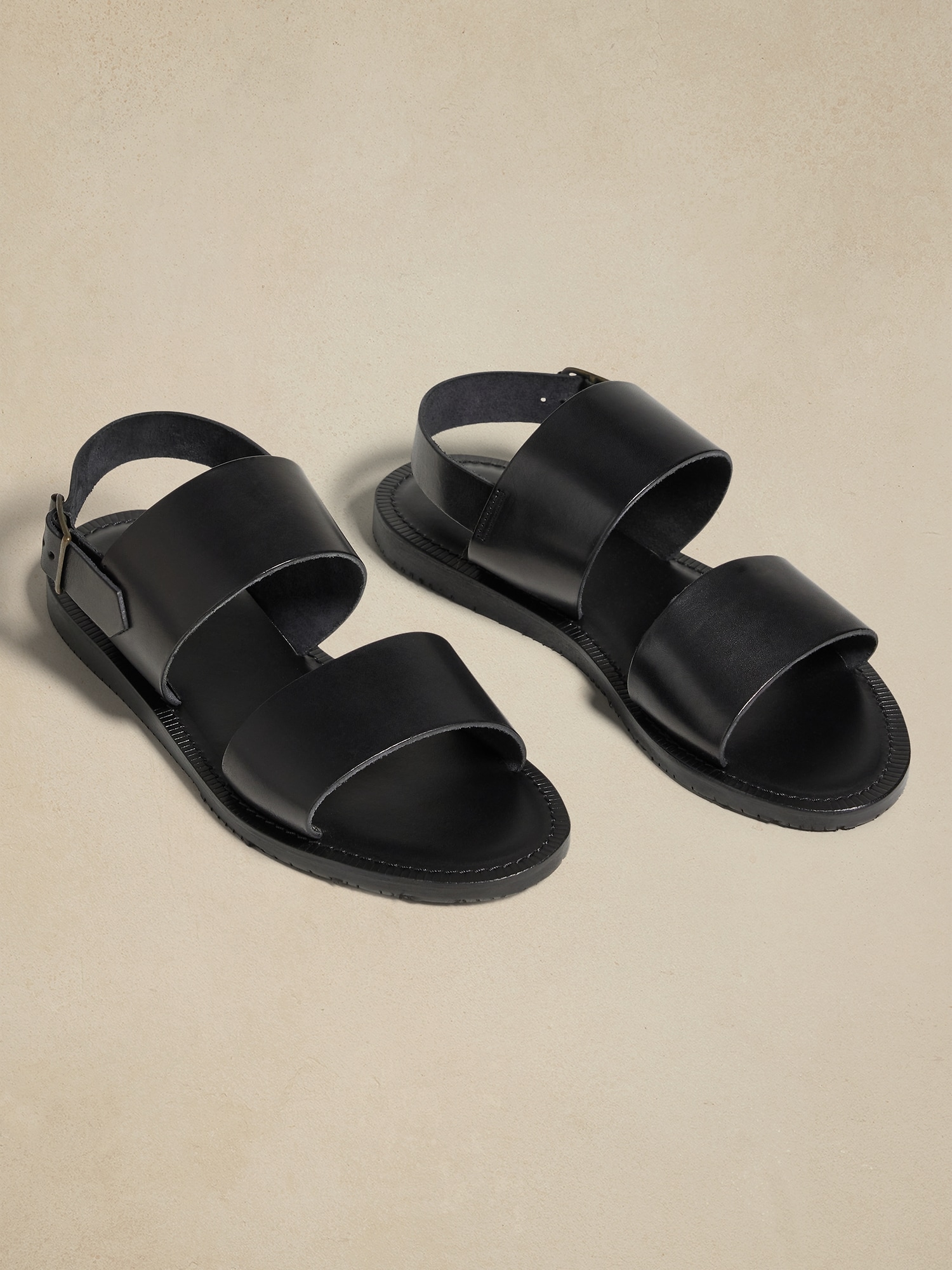 Italian Leather Double-Strap Sandal &#124 Crosby Square