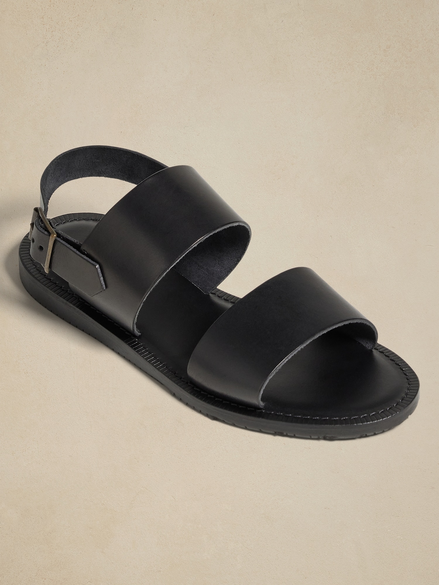 Italian Leather Double-Strap Sandal &#124 Crosby Square