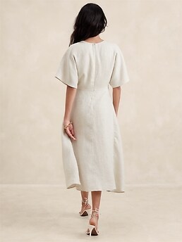 Maya Linen Midi Dress | Banana Republic