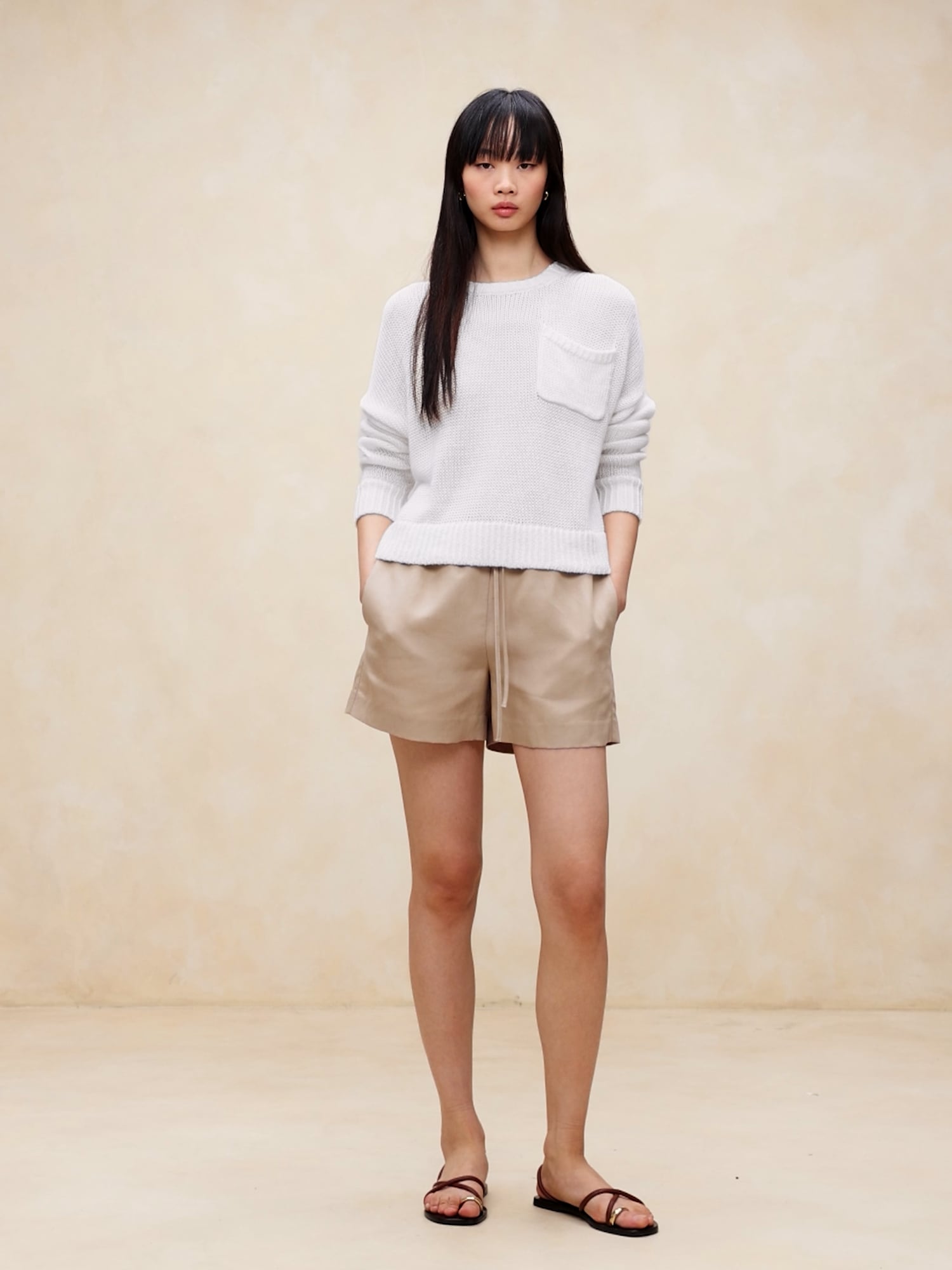 Linen-Cotton Boxy Sweater