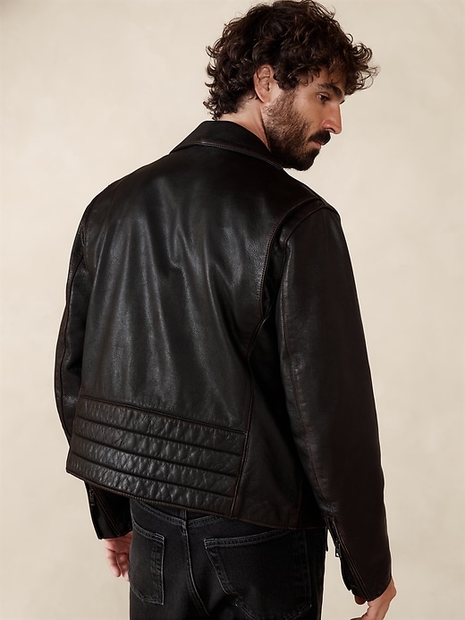 美品90S BANANA REPUBLIC LEATHER JACKET 黒XS Leather Moto Jacket | Banana Republic