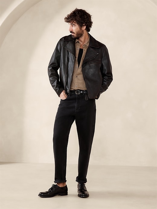 美品90S BANANA REPUBLIC LEATHER JACKET 黒XS Leather Moto Jacket | Banana Republic