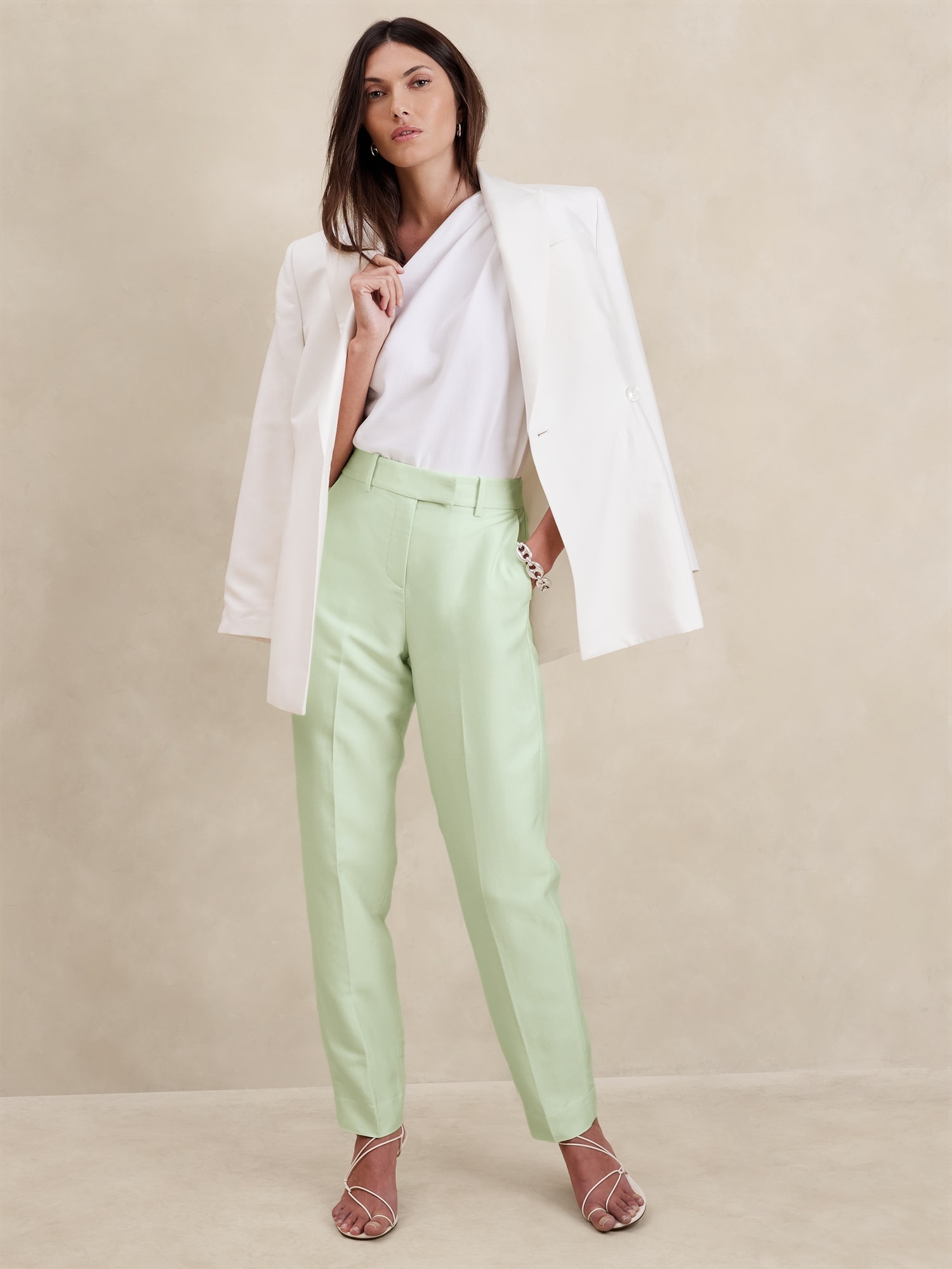 High-Rise Italian Viscose-Linen Pant