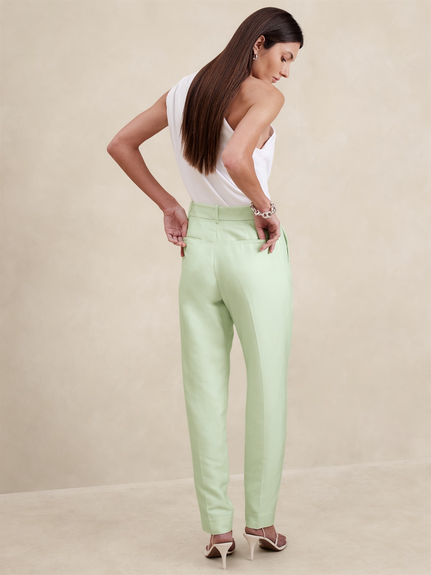 High-Rise Italian Viscose-Linen Pant
