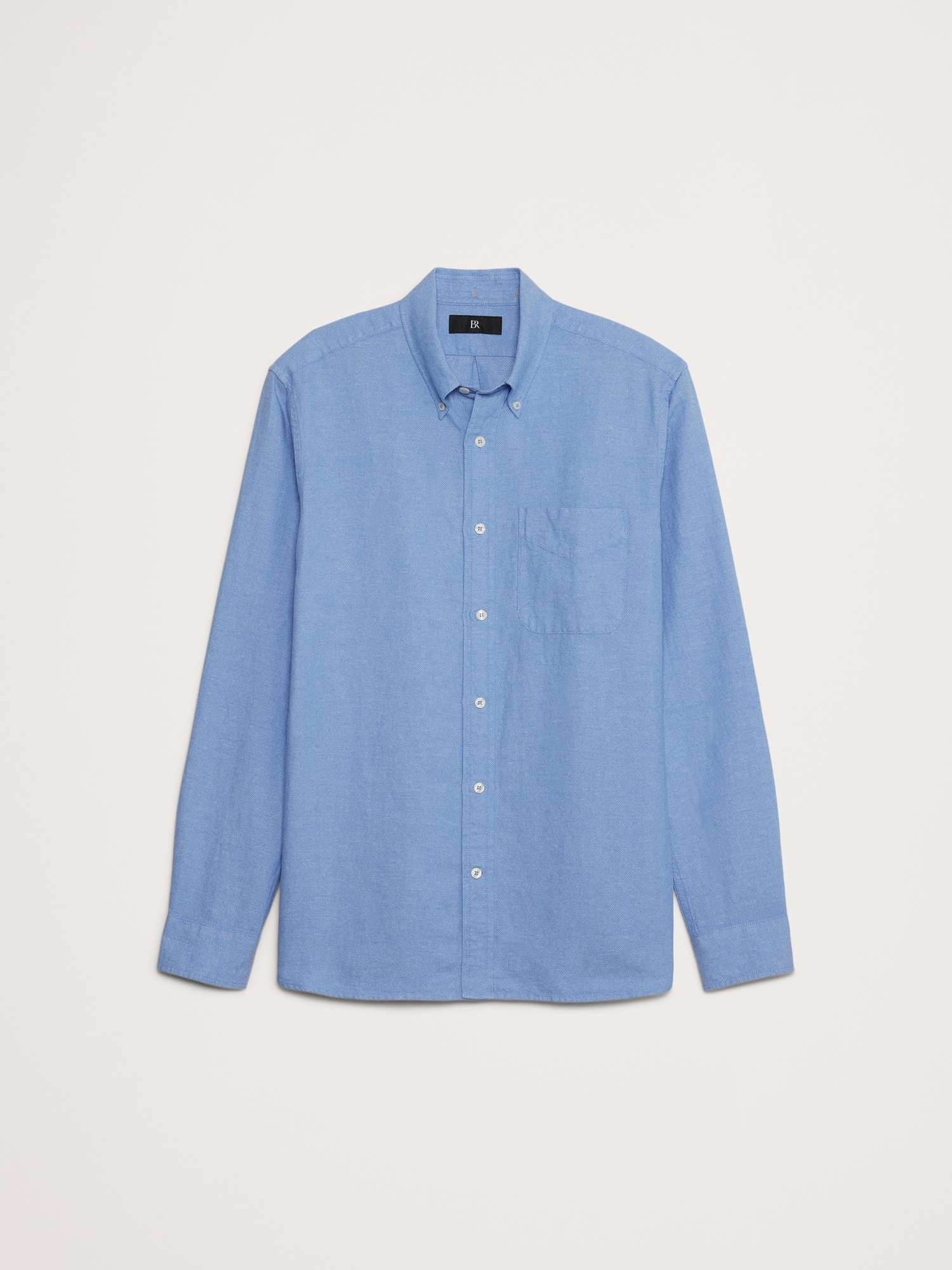 Standard-Fit Linen-Cotton Pique Shirt