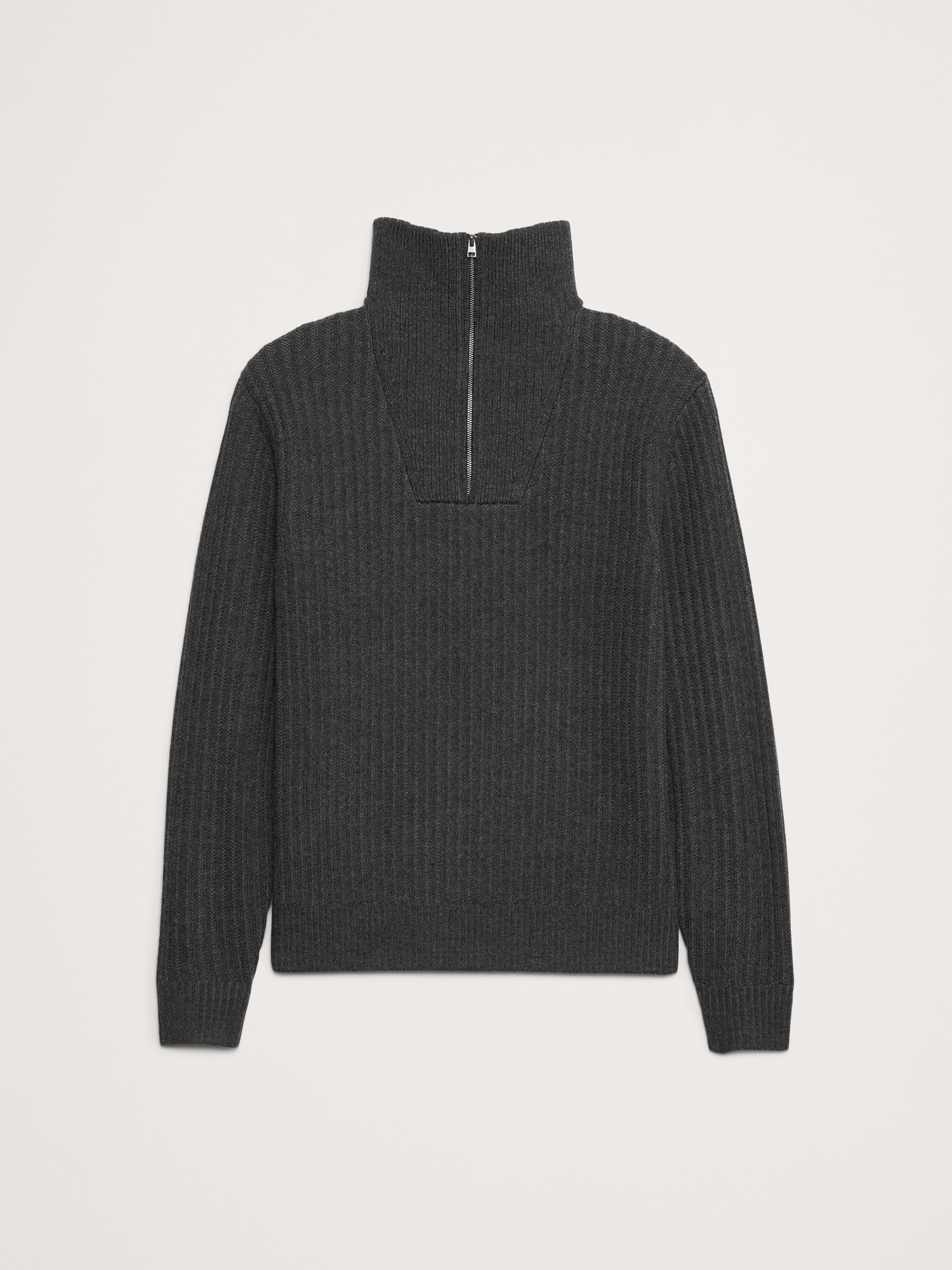 Ribbed Merino Half-Zip Sweater