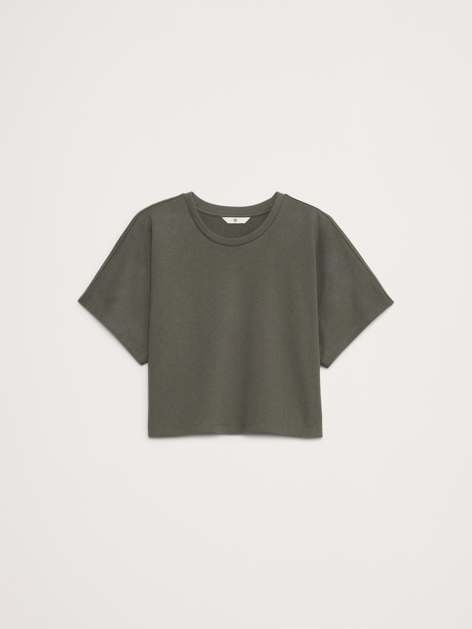 Cotton Boxy-Crop Dolman T-Shirt