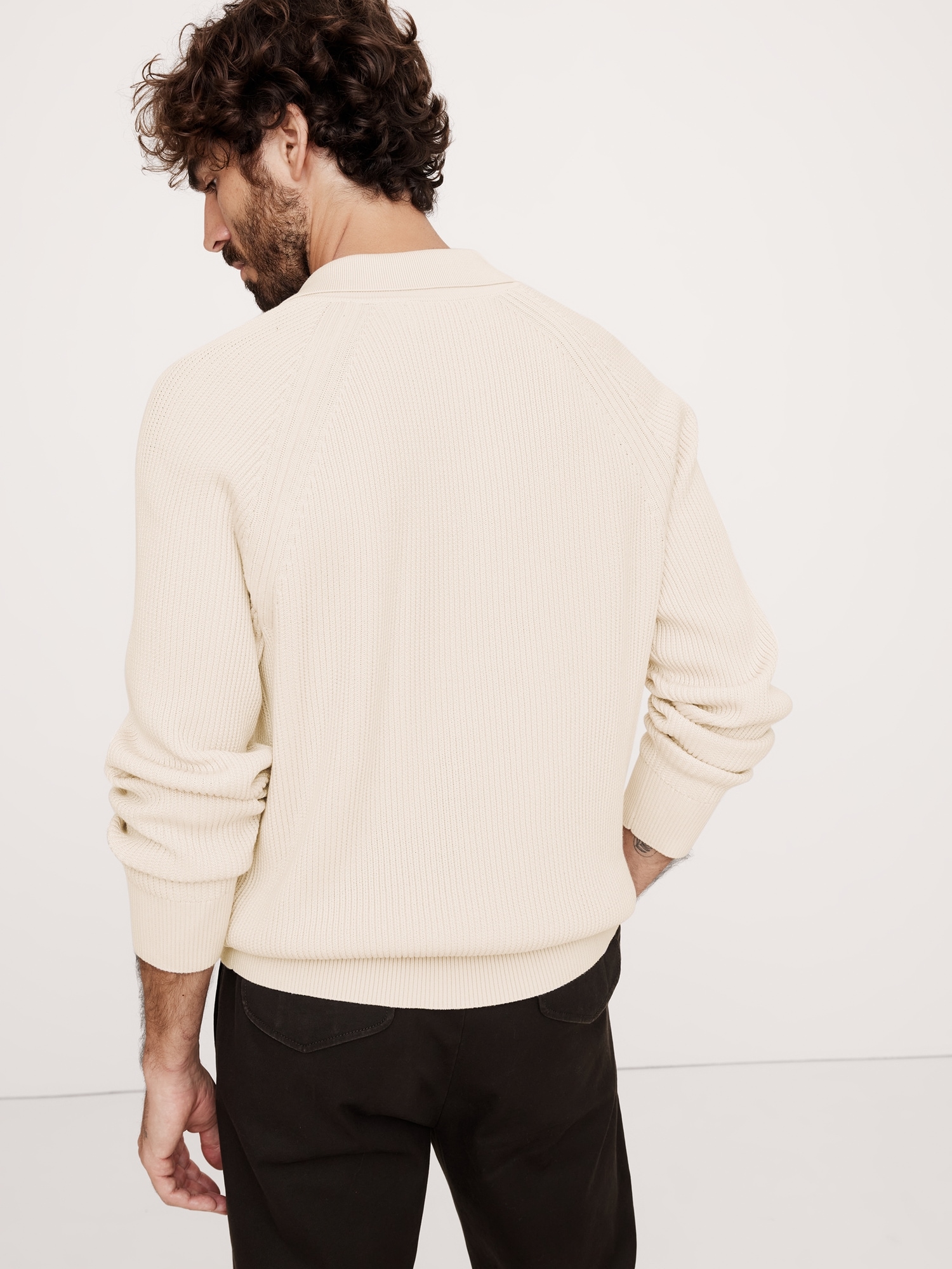 Ribbed Cotton Sweater Polo