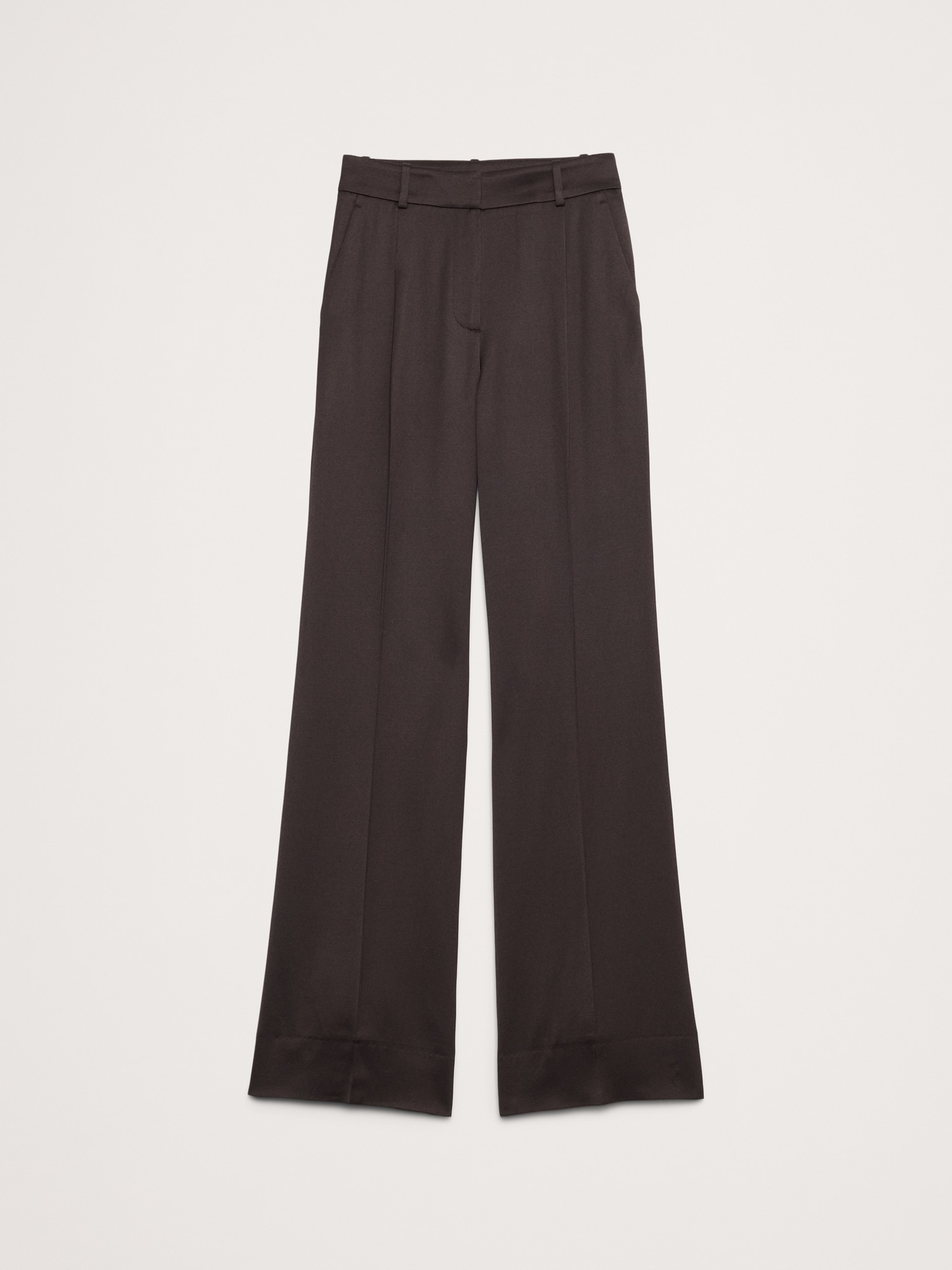 Pantalon en satin italien à jambe large et à taille haute